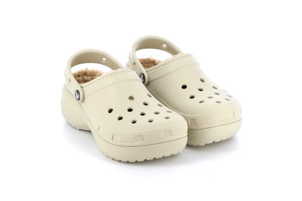 Γυναικείο Σαμπό Crocs Classic Platform Lined Clog W Ανατομικό Χρώματος Μπεζ 207938-2Y2